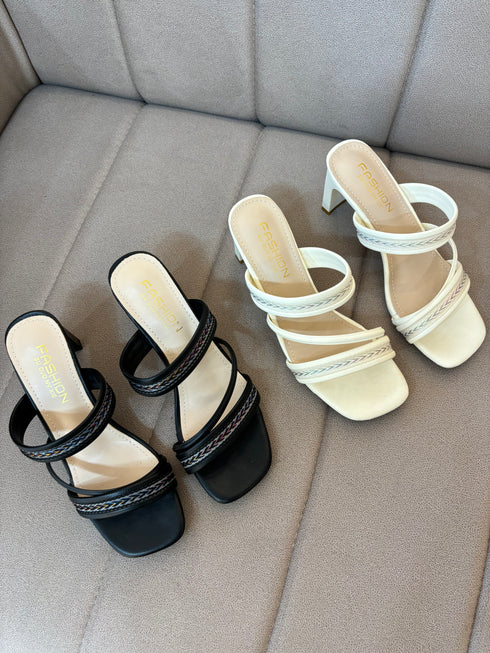 Vintage Double Strap Slid on Heels